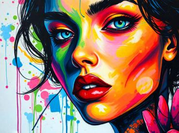 Buntes abstrraktes pop art Gesicht -Peggy Liebenow